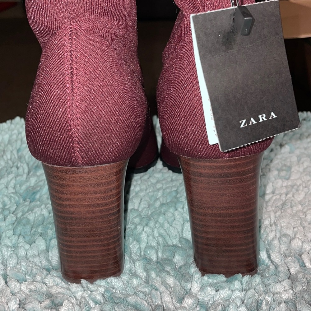 Zara burgundy Ankle boots NWT - Picture 6 of 7